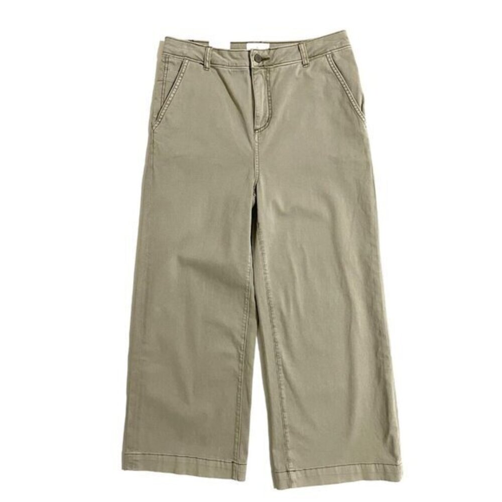 Caslon Pants Wide Leg Khaki Cotton Trousers Sz 28 NWT